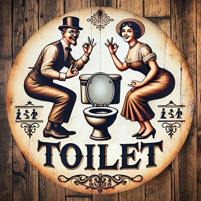 1 Piece 2D Flat, Vintage Style Round Metal Decorative Sign, 20cm X 20cm / 8 Inch X 8 Inch, Suitable For Home, Living Room, Entrance, Hallway, Office And Shopping Mall Decoration, Perfect Room Accent, Random Hole Position