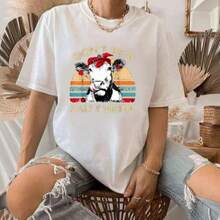 Don't Be A Salty Heifer T Shirt Cows Lover Gift Vintage Farm T-Shirt Womens Oversized Tee Shirts,Round Neck Short Sleeve T-Shirt, Summer Top - White - View 1