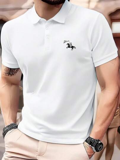 男士纯色休闲透气短袖 Polo 衫，夏季