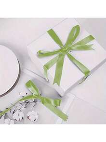 1pc Rolled Sage Green Double-Sided Satin Ribbon, 1cm/1.5cm/2cm/4cm Wide X 22m Long, Soft & Durable Polyester Material, Suitable For Flower Wrapping, Gifts, Presents, Apparel, Headwear, Bows, Weddings, DIY Craft Rose Ribbons