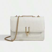 Bolso de hombro de patente con cadena para mujer, nuevo diseño de moda con estampado de cocodrilo