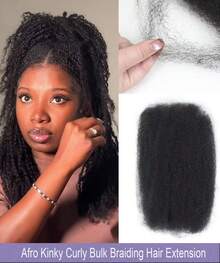 50g/Pcs Afro Kinky Curly Braiding Bulk Hair Extensions For Mini Twists No Weft Soft Locs Afro Kinky Straight Human Hair Extensions Natural Color Cuban Twist Hair Soft Locs Micro Spring Twist For Dreadlocks Loc Repair - SNatural - 查看 1
