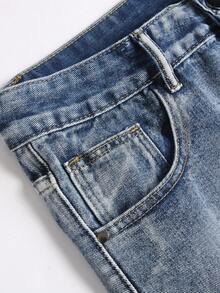 Summer Men's Vintage Washed Denim Shorts - Blue - View 6