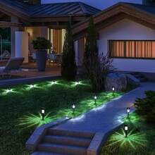 10-Piece Solar LED Lights, Outdoor Solar Stainless Steel Lights, IP44 Solar Landscape Decorative Lights,20mAh,Suitable For Courtyards, Lawns, Pathways, Decks, Driveways, Gardens, Festival Parties, And Courtyard Walkway Decoration - Ánh sáng trắng - Xem 11