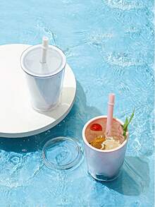 Customized Double Layer Plastic Cup, Large Capacity Water Cup, Cracked Ice Cup With Straw, Portable - Multicolor - View 4