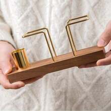 1 件优雅木制纸巾架带牙签分配器 - 由山毛榉和黑胡桃木制成 - 独立式餐巾架，适用于咖啡馆、酒店、餐厅和咖啡店 - 坚固的木质设计 - 彩色 - 查看 8