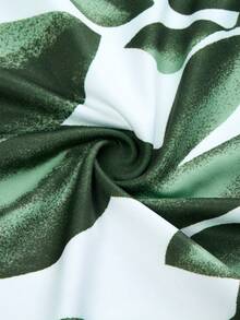 JANE'S Summer Women's Casual Leaf Print One Shoulder Crop Top And Wide Leg Pants 2 Pieces Set Tropical Vacation Outfit - Green - View 7