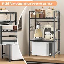 Royalswill Expandable Microwave Rack, Organiser, 2 Tier Microwave Rack Storage Rack Kitchen Corner Rack Desktop Printer Rack, Baker's Rack - สีดำ - ดู 5