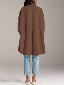 长袖衬衫女式休闲秋冬白色蝙蝠袖前扣上衣