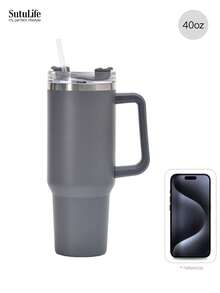 1个40盎司可重复使用真空保温水瓶，带提手、防漏盖和吸管，可长时间保温/保冷。 - 40盎司 - 查看 32