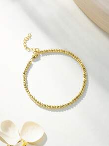 1 件奢华简约钢珠镀金链式手链，男女通用，适合正式场合和日常佩戴