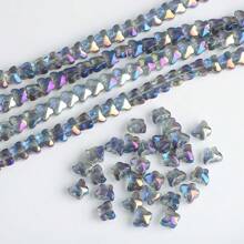 50pcs 8mm Side Hole Heart Shape / Center Hole Butterfly Glass Beads For DIY Handmade Jewelry, Suitable For Necklace, Bracelet, Earrings, Waist Chain, Headwear, Shoes, Accessories, Phone, Keychain, Pendants