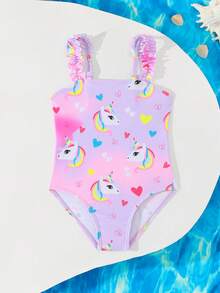 Toddler Unicorn One-Piece Swimsuit - Multicolor - View 2