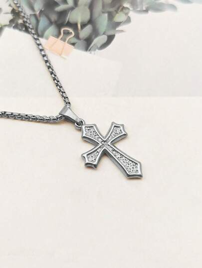 Un colgante con cruz hueca de acero inoxidable dorado, collar de cruz cristiana para hombres y mujeres