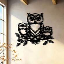 Metal Owl Sculpture - 1pc Decorative Iron Owl Wall Art For Garden, Patio, Living Room, Balcony - Outdoor Garden Patio Decorative Mural Fence Decoration, Indoor Home Wall Decor, No Electricity Required