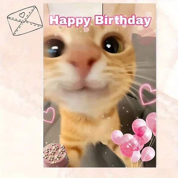 1pc Funny Birthday Card With Envelope (4.33*6.29) - Cute Kitten Design - Best Birthday Wishes - Unique & Creative Greeting Card - Ideal For Pet Owners, Cat/Dog Lovers, Friends, Parents, Sons & Daughters - Suitable For Anyone - Occasion: Birthday