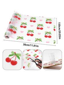 1Roll Cherry Shelf Liners, Waterproof Non-Adhesive Drawer Liners, Easy Cut Multi-Shape Cabinet Liners For Shelves, Cabinets, Kitchens, Shelf Mats - Cherry - View 3
