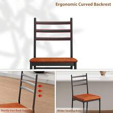 Juego de 2/4 taburetes de bar para el hogar, silla de bar de piel sintética con respaldo y cojín grueso, taburetes de bar tapizados de altura de mostrador con reposapiés para isla de cocina, barra de mostrador - Taburetes de bar marrones (4 piezas) - Ver 6
