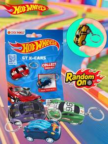1 PIEZA Llavero de coche de arrastre con licencia oficial de Hot Wheels, bolsa ciega de la serie GT K-CARS con un estilo aleatorio de 12, juguete de mini coche divertido que se mueve hacia adelante después de arrastrar, clip para bolso, mochila, relleno de calcetines, decoraciones navideñas para amigos y coleccionistas - CT-HW056 - Ver 8