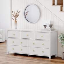 6 Dresser For Bedroom, 47.2" Wide Dresser, Modern Wide Drawer Dresser With Storage, Wooden Closet Dressers Chest Of Drawers Freestanding For Bedroom, Nursery, Living Room