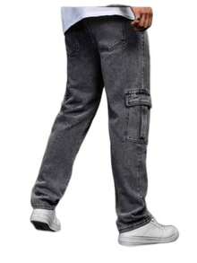 Cargo Pants Skate Khaki Streetwear Retro 6 Bags Aesthetic Pinterest Tumblr Cuffless - 燧石 - 查看 4