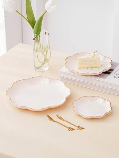 1個 透明/グリーン/パープル/グレー/乳白色 高級フローラル ゴールドホイル装飾トレイ、スナック クッキー ケーキ収納トレイ、ホリデー ウェディング装飾プレート