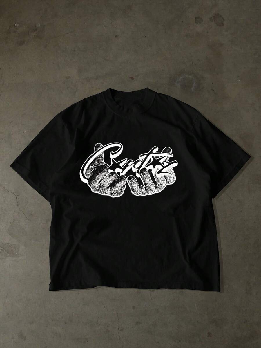 男士新款街头风格字母印花T恤