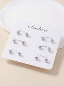 6 paires de boucles d'oreilles minimalistes ornées de strass, ensemble de bijoux à la mode en métal multi-styles, cadeau pour femmes, à porter au quotidien