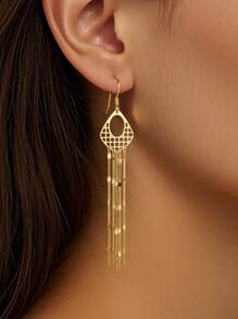 1Pair Minimalist 925 Sterling Silver Long Tassel Chain Hook Earrings Suitable For Women Daily Decor,Party Wear Fine Jewelry