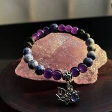 1 pieza Pulsera con cuentas chakra con piedras naturales, para mantener el equilibrio espiritual y energético, con dije de loto, pulsera de yoga, joya como regalo para hombres y mujeres - Pulsera - Ver 3