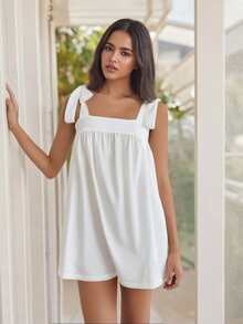 Women Sleeveless A-Line Dress Summer Casual Floral/Stripe Print Tie Up Straps Loose Party Dress For Beach Streetwear - 白色 - 查看 3