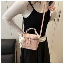Borsa a mano da donna in seta con foulard, con ornamenti pendenti, borsa a tracolla e a spalla, adatta per lo shopping, gli appuntamenti e le feste, adatta a tutte le stagioni