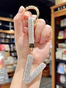 26 件英文字母形状水钻钥匙扣，闪亮钻石设计汽车钥匙扣，创意钥匙扣，通用，送给司机的礼物 - 均碼 - 查看 23
