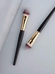 1pc Powder Blush Brush, Peach Contour Makeup, V-Shaped Head - Black - View 4