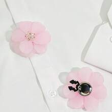 2 件衬衫纽扣套，女士花朵手工袖扣，衬衫装饰纽扣，全铜底座，工艺品装饰纽扣，精美配饰，商务日常派对婚礼礼物，精致工艺品