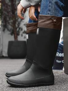 Detachable Portable Outdoor Rain Boots, Unisex Soft High Shaft Waterproof Boots For Camping, Suitable For Men & Women - Black - View 7