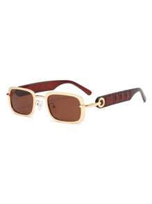 1 Pair Men Stainless Steel Square Narrow Frame Stylish Party, Casual, Hip-Hop Decorative Glasses Suitable For Daily Wear