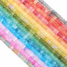 1 peça, aproximadamente 88 peças, contas redondas planas de vidro bicolores, 6x4 mm, multiestilos, moda casual, fofas, coloridas, feitas à mão, faça você mesmo, para pulseira, colar, joia, pingente, berloque de celular, chaveiro, contas de atacado