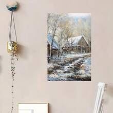 Framed Retro Farmhouse Christmas Decoration - Rural Wall Decoration - Rural Town - Colorful Poster Decorative Painting Canvas Wall Art Living Room - Framed - View 4