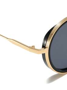 LINFEMAND 复古渐变色圆形装饰时尚眼镜，适合女士，适合派对、街拍、节日礼物 - 彩色 - 查看 9