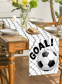 1 Stück Fußball Tischläufer, 13.78x70.87inch Polyester Schwarz & Weiß Fußball Tischläufer, Spiel Sport Thema Tischdekoration, perfekt für Baby-Duschen, Sportveranstaltungen, Geburtstagspartys, Sport Party Dekoration