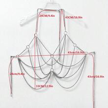 1 件时尚朋克简约多层金属链项链，迷人性感身体链，适合男士日常、派对、音乐节佩戴
