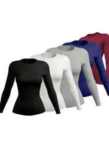 KIT 4 Women's Second Skin Shirt UV+50 Sun Protection Long Thermal T-Shirt Winter And Summer Fashion GJR Modas - MultiWarna - View 1