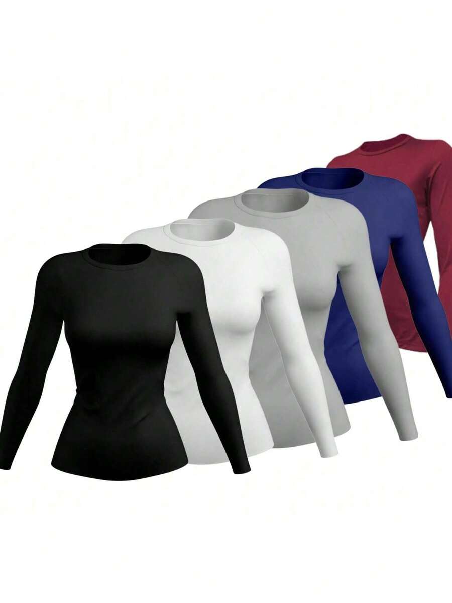 KIT 4 Women's Second Skin Shirt UV+50 Sun Protection Long Thermal T-Shirt Winter And Summer Fashion GJR Modas - MultiWarna - View 1