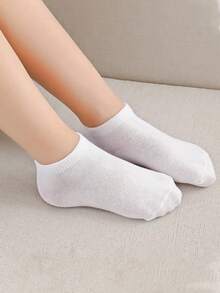 5 đôi tất ngắn bằng lưới thoáng khí, màu trơn cho bé sơ sinh/trẻ nhỏ, mềm mại và thoải mái, kiểu dáng ngẫu nhiên. - Nhiều màu - Xem 4
