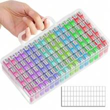 1 pieza Caja de almacenamiento de plástico transparente multiusos con 32/48/64 compartimentos y etiquetas adhesivas - Apta para cuentas, joyería, manualidades y suministros para arte de uñas - Cierre a presión, excelente para pintura de diamantes, bordado y caja de joyería