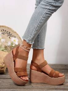 2025 Spring/Summer New Women Platform Wedge Sandals, Waterproof Woven Design High Heel Beach/Holiday Dress Sandal Slippers