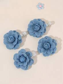 2 pezzi/4 pezzi/6 pezzi Forcine per capelli con fiori blu, forcine con perle finte in tessuto, forcine a coccodrillo per ragazze, regali per migliori amiche e feste