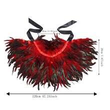 Women Feather Cape, Colorful Gothic Cape Feather Shawl Costume For Halloween Cosplay Party - màu xanh lá - Xem 9