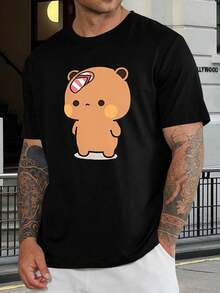 Lindas Camisetas a Juego de Pareja de Osos Panda Kawaii para Novios y Novias, Tops Unisex Negros, Regalos para San Valentín y Aniversarios - Negro - Ver 1